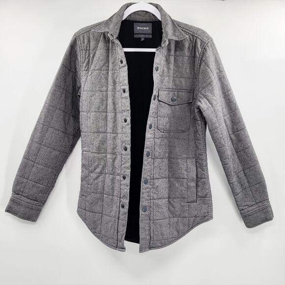 Bonobos Slim Fit Gray Quilted Shirt Jacket Shacket Long-sleeve Button-Up Men's S - Picture 3 of 8